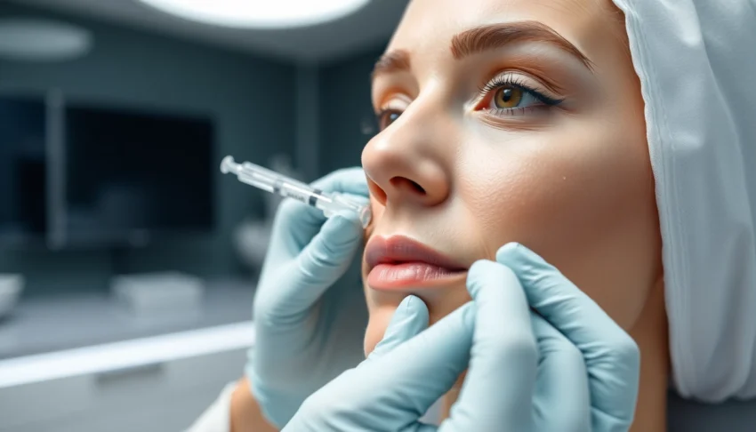 Administering Botox Behandlung in a modern clinic with a professional and calm atmosphere.