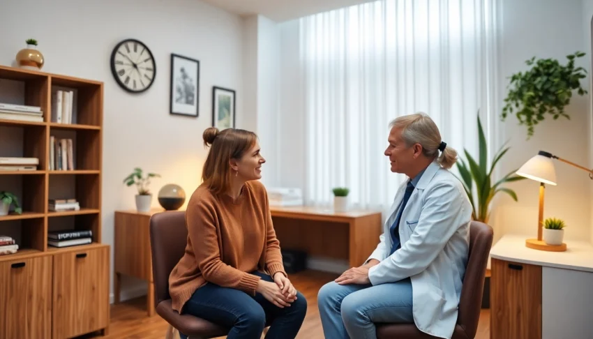 Psycholog Lublin providing compassionate therapy session in a welcoming office environment, supporting mental health.