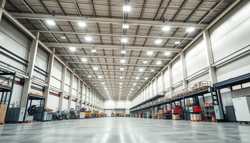 Moderne LED-Industriehalle mit gleichmäßiger Beleuchtung