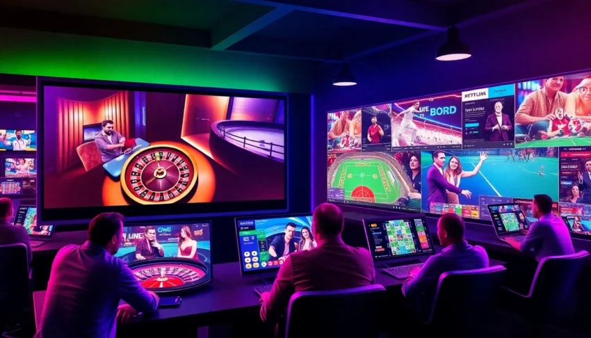 Sky Exchange online betting platform showcasing live casino games like roulette and poker with vibrant, engaging visuals for users.