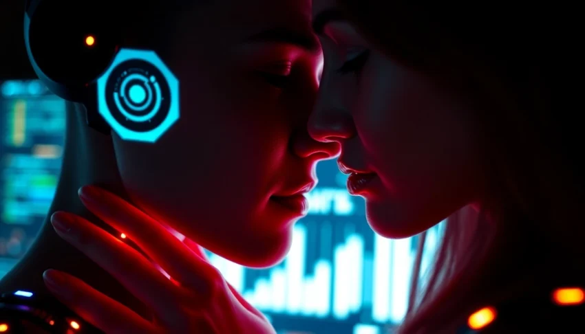 An AI girlfriend engaging in a unfiltered NSFW chat, showcasing realistic facial expression and digital environment for immersive connection.
