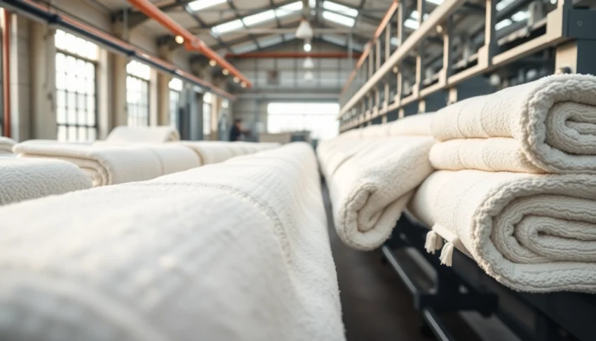 European towels manufacturer producing high-quality, eco-friendly towels with advanced textile machinery for superior softness and durability.