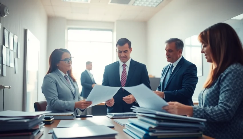 Government Jobs in India Professionals reviewing official documents in a government office