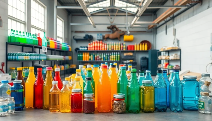 High-quality plastic bottle stack with clear branding, ideal for packaging and storage