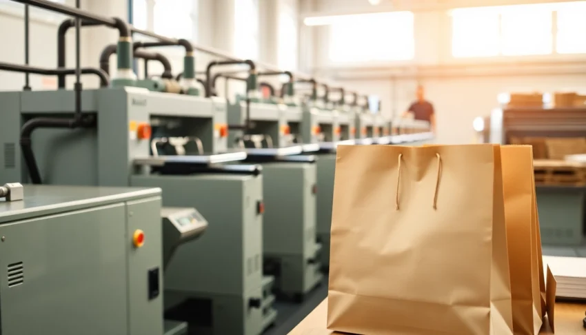 High-quality torba papierowa being manufactured in a modern factory, highlighting eco-friendly