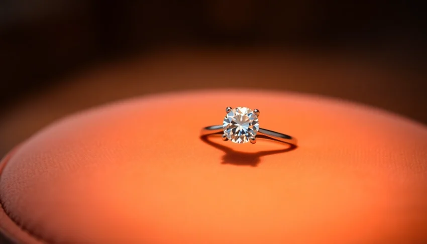 Showcasing a suzadetuviu ziedas su 1 ct deimantu on a velvet cushion, emphasizing brilliance