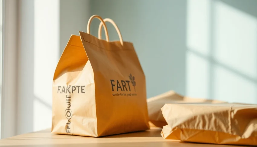 Close-up of a durable paper bag for packaging, highlighting texture and eco-friendly qualities,