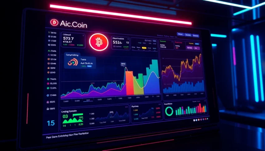 Professional chart of aicoin market trends on a sleek digital dashboard illustrating real-time